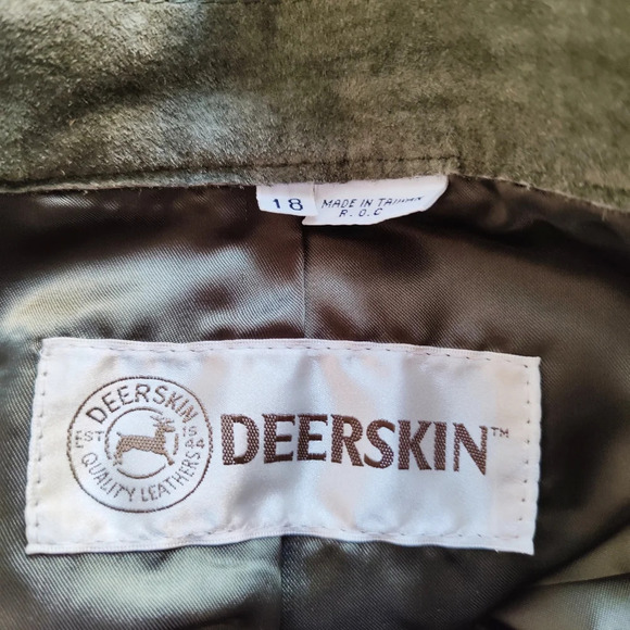 Vintage Deerskin Suede Skirt Set / Olive Green / Size 18 - Picture 11 of 11